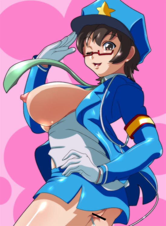 manabe nodoka, k-on!, artist request, 00s, ass, breasts, censored, glasses, pussy, smile, wink