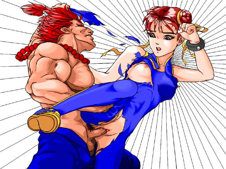 akuma (street fighter), chun-li, capcom, street fighter, breasts, brown hair, clothed sex, covered erect nipples, double bun, rape, sex, torn clothes, uncensored, vaginal