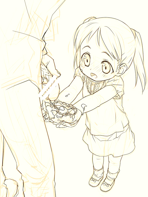 mizuki kotora, original, bad id, bad pixiv id, 1boy, 1girl, bar censor, censored, cum, cum on body, cum on clothes, cum on upper body, hetero, loli, monochrome, panties, penis, solo focus, underwear