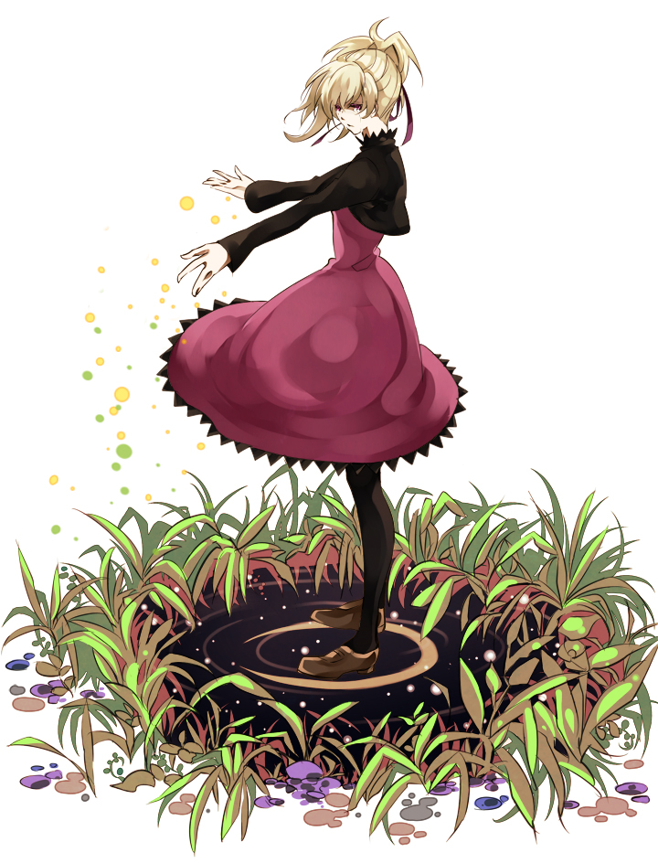 yone (kaguudou), yin (darker than black), darker than black, silver hair, bad id, bad pixiv id, 00s, 1girl, dress, female focus, grass, hair ribbon, jacket, long hair, long sleeves, pantyhose, ponytail, puddle, purple eyes, ribbon, solo, standing, tears, water