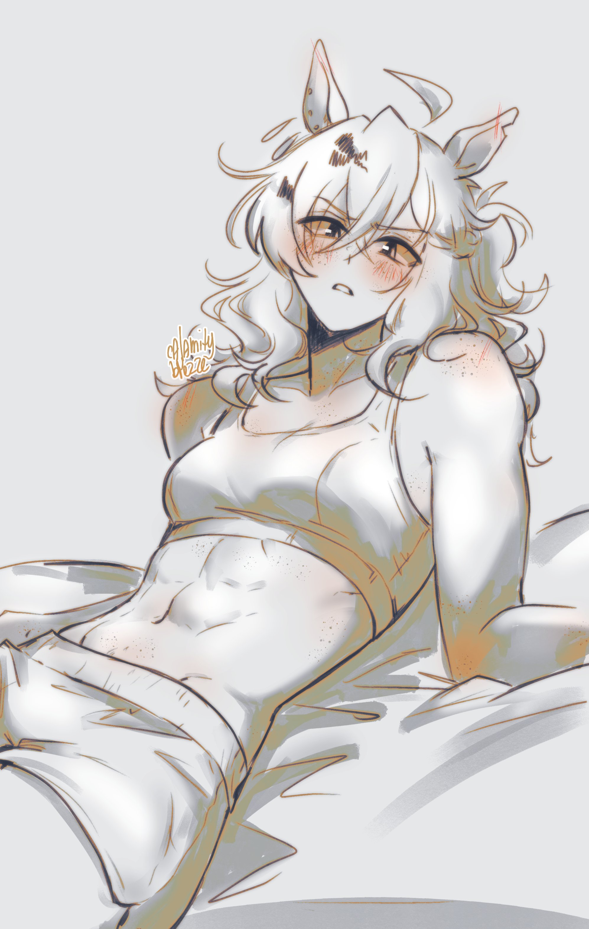 calamity brezze, jungle pocket (umamusume), umamusume, tagme, 1girl, abs, animal ears, sports bra