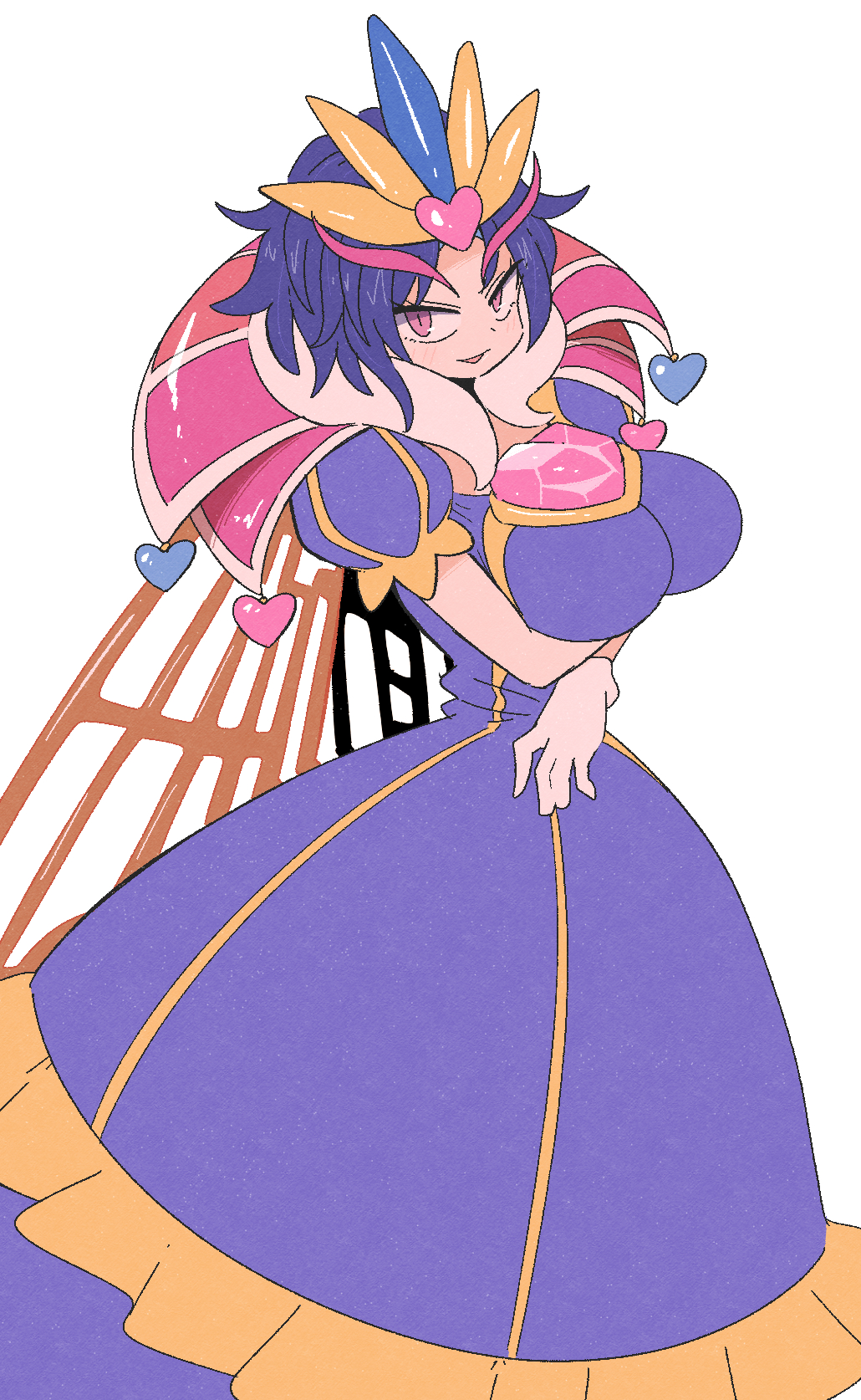 kurachi mizuki, queen sectonia, kirby: triple deluxe, kirby (series), breasts, humanization, large breasts, simple background, white background