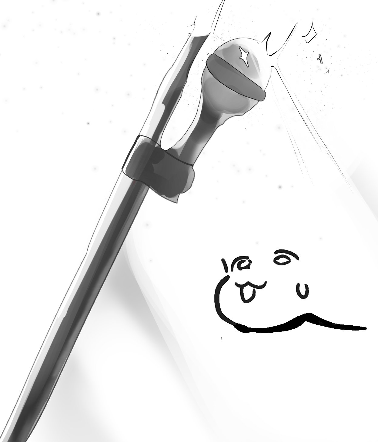 tomosakaaa, koseki bijou, hololive, hololive english, highres, tagme, microphone, out of frame, sweat, white background