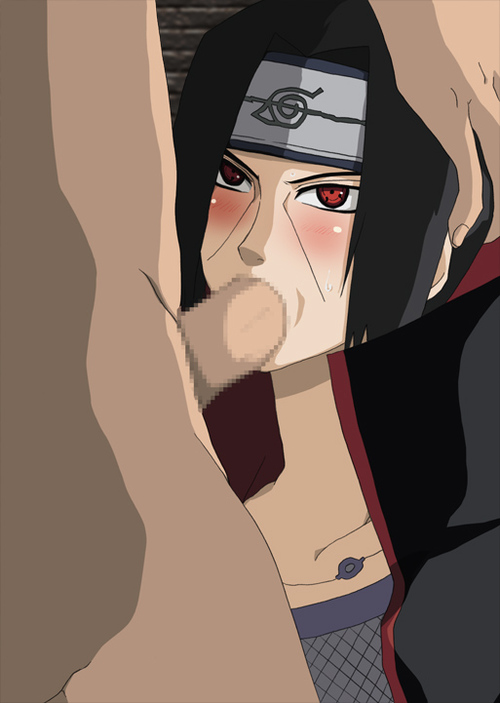 uchiha itachi, naruto (classic), naruto (series), artist request, 2boys, fellatio, male focus, multiple boys, oral, penis, sharingan, yaoi