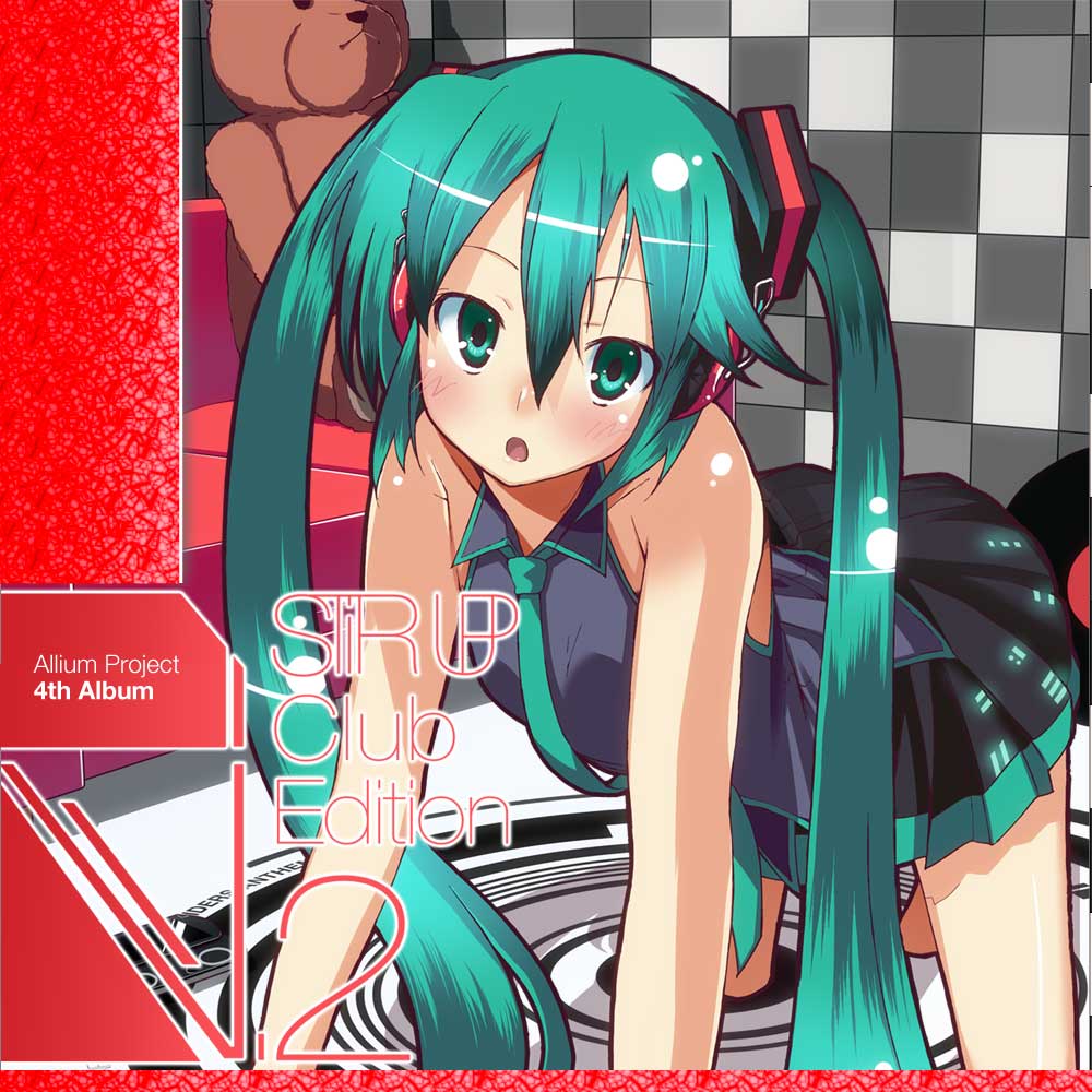 yada ei, hatsune miku, vocaloid, tagme, all fours, necktie, solo, twintails