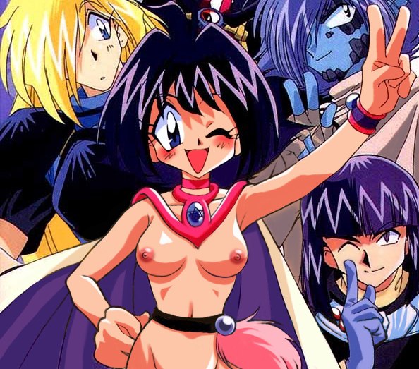 amelia wil tesla seyruun, gourry gabriev, xelloss, zelgadiss graywords, j.c. staff, slayers, jpeg artifacts, nude filter, third-party edit, breasts, clothed male nude female, nipples, nude, v