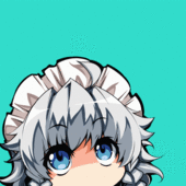 tajima yuuki, izayoi sakuya, remilia scarlet, touhou, animated, animated gif, lowres, 1girl, blue eyes, female focus, hairband, knife, maid headdress, mop, solo, speech bubble, teapot, thinking, thought bubble, throwing knife, weapon, yukkuri shiteitte ne