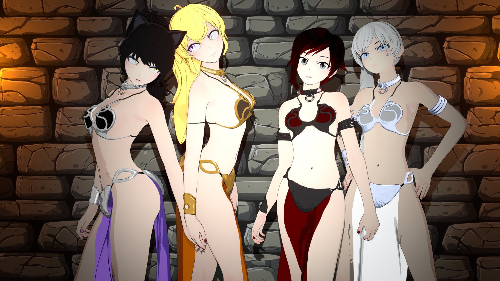 Rule34 – If it exists, there is porn of it / blake belladonna, ruby rose, slave leia (cosplay), weiss schnee, yang xiao long / 9767073