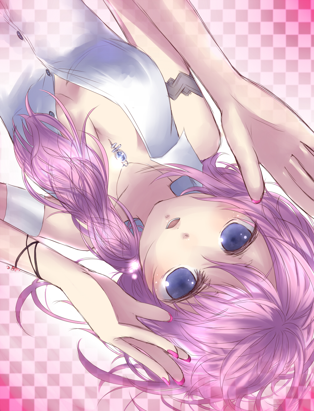 guusu, serah farron, final fantasy, final fantasy xiii, bad id, bad pixiv id, highres, 10s, 1girl, breasts, female focus, jewelry, large breasts, nail polish, necklace, open mouth, pink hair, pink nails, side ponytail, smile, solo