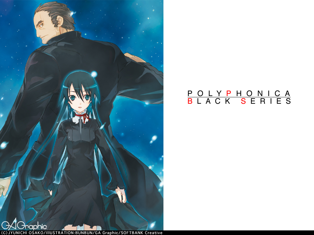 bunbun, machiya matia, managariastinocle rag eduraikerius, polyphonica:the black, shinkyoku soukai polyphonica, 00s, 1boy, 1girl, back-to-back, black hair, blue eyes, blue hair, brown hair, coat, dress, flat chest, glowing, long hair, looking back, night, open mouth, outdoors, ribbon, scar, short hair, sideburns, sky, standing, trench coat, very long hair, yellow eyes