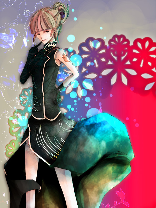 toukoku sasaiko, ushiromiya eva, umineko no naku koro ni, bad id, bad pixiv id, 00s, 1girl, dress, female focus, finger to mouth, hand on own hip, solo