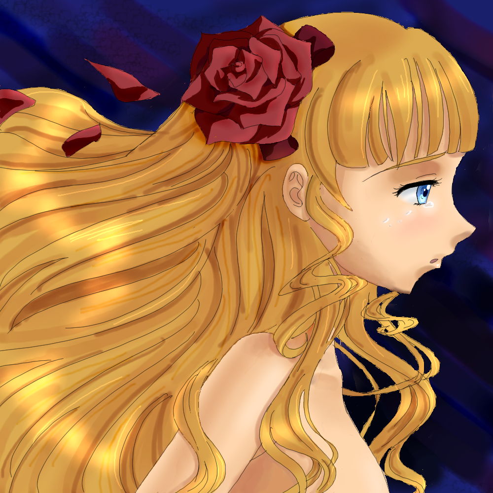 beatrice (umineko), umineko no naku koro ni, non-web source, 00s, blonde hair, blue eyes, flower, long hair, solo