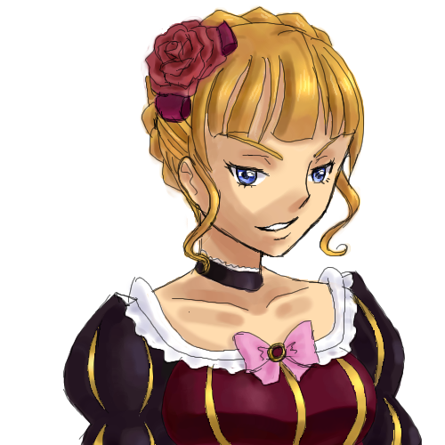 beatrice (umineko), umineko no naku koro ni, lowres, 00s, blonde hair, blue eyes, flower, ribbon, solo