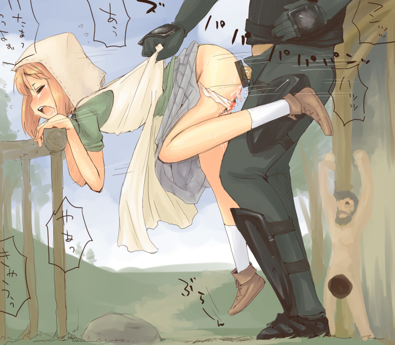 man (man-room), alissa (mabinogi), ferghus, ferghus (mabinogi), trefor, mabinogi, bad id, bad pixiv id, translation request, 1boy, 1girl, 2boys, armor, blood, blood on panties, blush, brown hair, censored, clothes lift, cum, cum in pussy, defloration, forced to watch, hanging legs, held up, hetero, hood, knight, loli, multiple boys, panties, panty pull, rape, screaming, sex, short hair, skirt, skirt lift, solo focus, tears, underwear, vaginal
