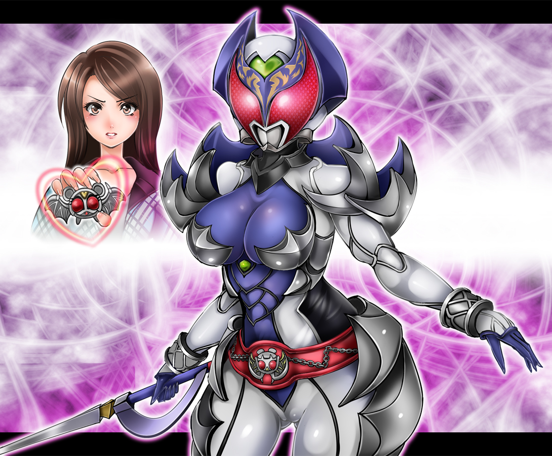 1041 (toshikazu), hikari natsumi, kamen rider kivala, kivala, kamen rider, kamen rider dcd, 1girl, belt, breasts, cameltoe, contrapposto, hip focus, standing, sword, weapon, wide hips
