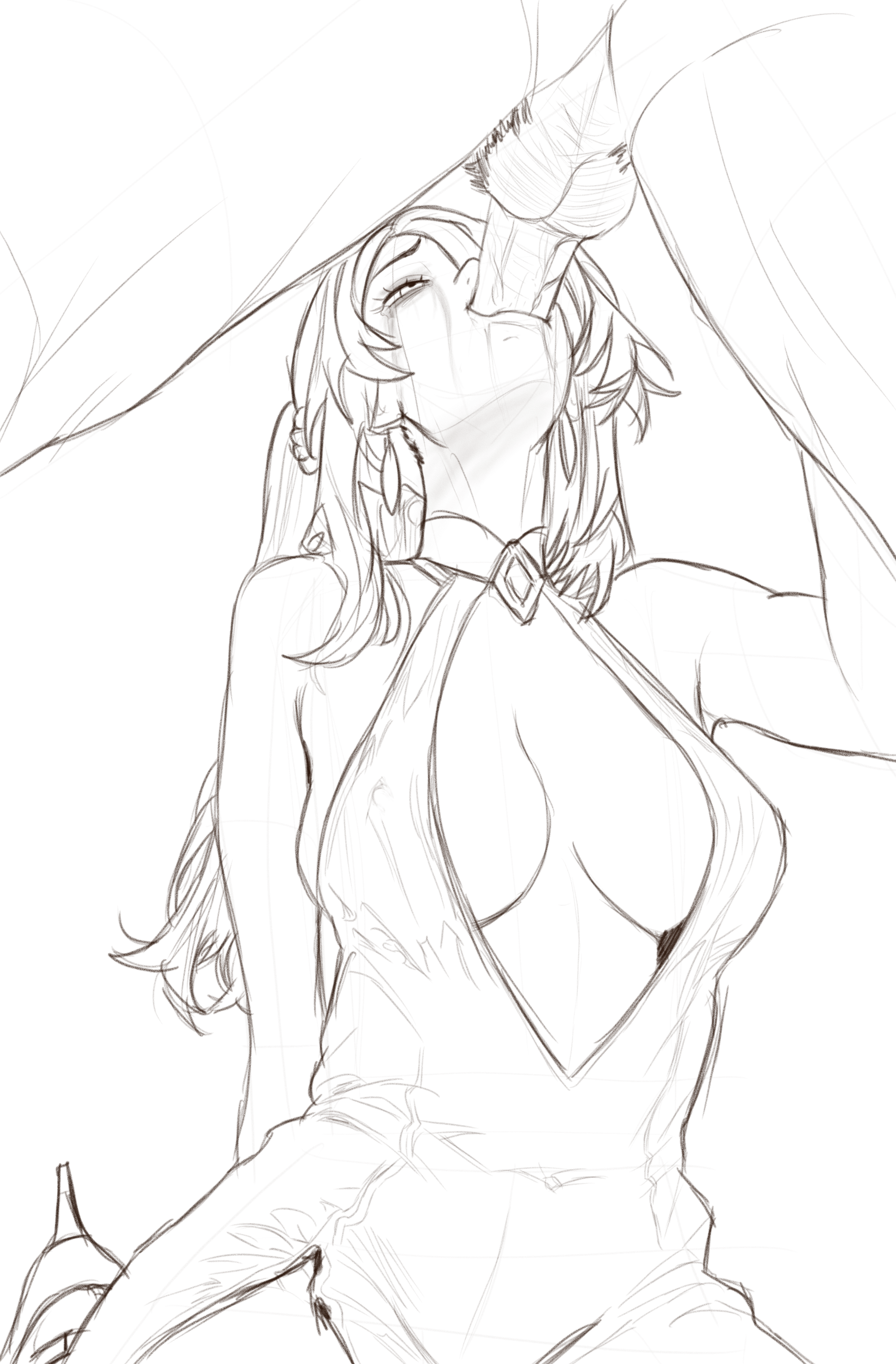 original, absurdres, highres, 1boy, 1girl, ass, breasts, feet, fellatio, hairy, high heels, huge ass, large breasts, long hair, oral, penis, phone, shirt, shoes, solo, testicles, thick thighs, thighs, tsuicaa, wide hips