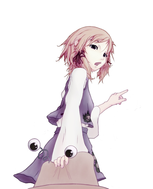 motachin, moriya suwako, touhou, bad id, bad pixiv id, 1girl, female focus, from below, hat, pointing, simple background, solo, white background