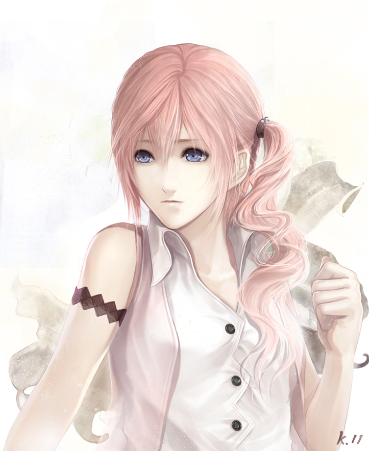 kllsiren, serah farron, final fantasy, final fantasy xiii, 10s, 1girl, blue eyes, female focus, long hair, pink hair, side ponytail, solo