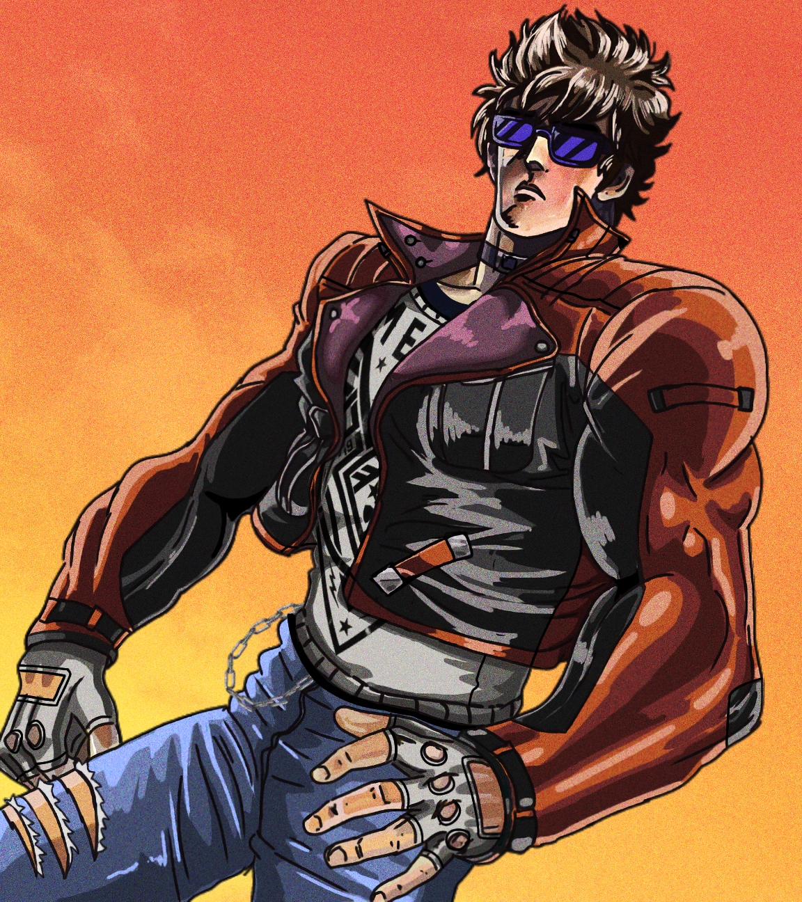 chris hollway (blood rivals), kenshiro, blood rivals, hokuto no ken, highres, cosplay, kalinocs, reference