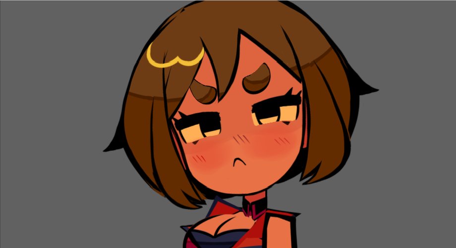rainelyn00, meiko (vocaloid), vocaloid, 1girl, bare shoulders, black bra, black eyes, bra, breasts, brown hair, cleavage, closed mouth, frown, grey background, jacket, light blush, looking at viewer, red jacket, simple background, solo, thick eyebrows, underwear