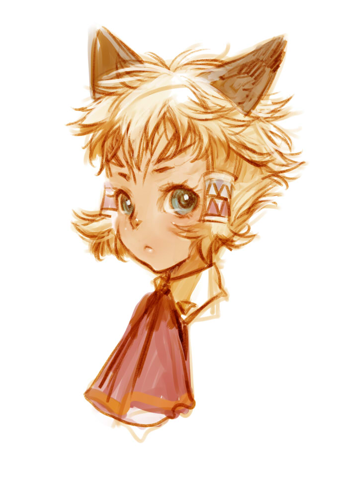 branch (blackrabbits), mithra (ff11), final fantasy, final fantasy xi, bad id, bad pixiv id, 00s, animal ears, blonde hair, blue eyes, short hair, solo