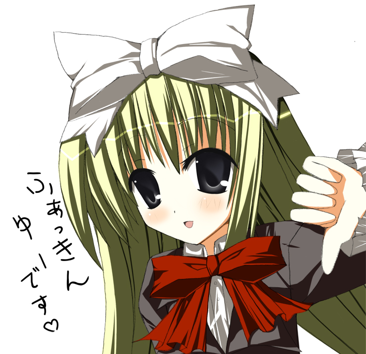 mizunashi tomo, shiina mafuyu, seitokai no ichizon, 00s, 1girl, blonde hair, blush, bow, female focus, hair bow, long hair, ribbon, smile, solo, very long hair