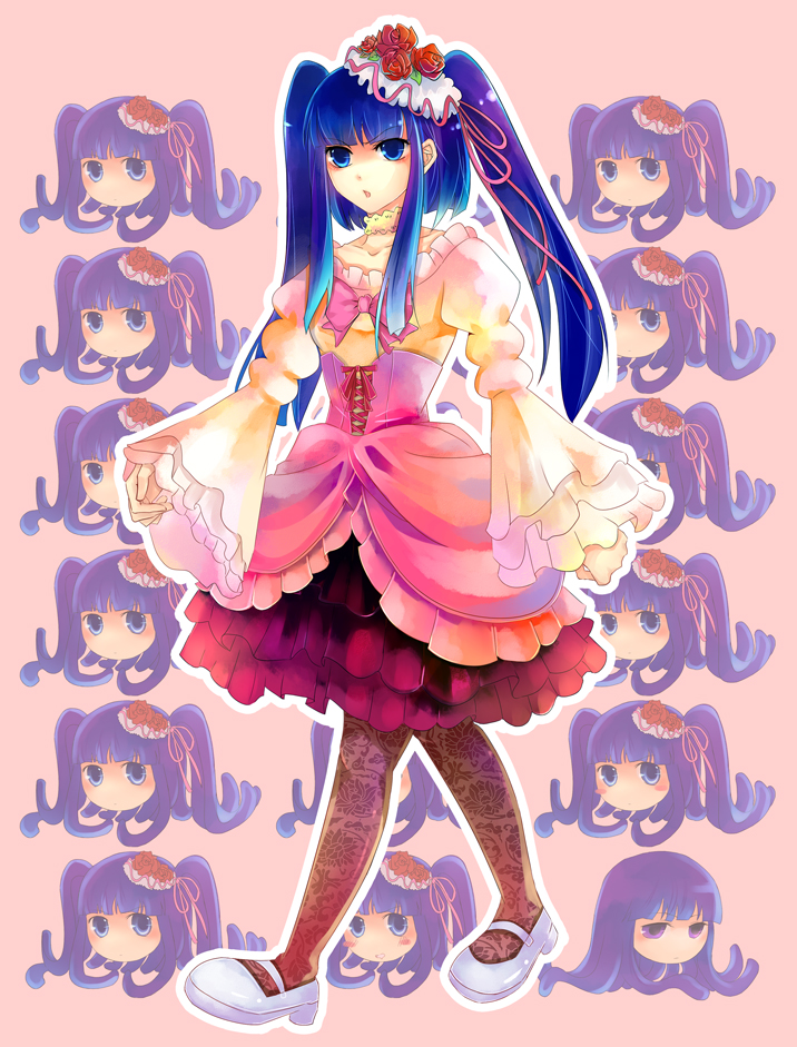 frederica bernkastel, furudo erika, umineko no naku koro ni, 00s, blue eyes, blue hair, dress, hair ornament, mary janes, pantyhose, ribbon, shoes, twintails