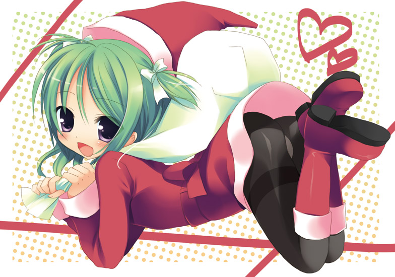 sazaki ichiri, original, 1girl, ass, black pantyhose, blush, boots, female focus, hat, open mouth, panties, panties under pantyhose, pantyhose, santa costume, santa hat, solo, thighband pantyhose, underwear