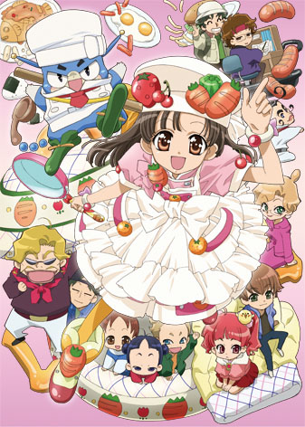 cooking idol ai! mai! main!, lowres, tagme, flat chest, food, smile