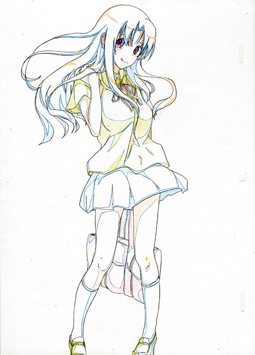 yataneko (echigo), kawashima ami, toradora!, bad id, bad pixiv id, 00s, 1girl, bag, female focus, legs, long hair, school uniform, simple background, skirt, smile, socks, solo, white background