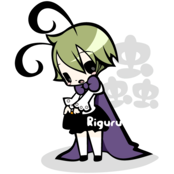 panda lanlan, wriggle nightbug, touhou, 1girl, antennae, blush stickers, bow, cape, character name, female focus, green hair, solo