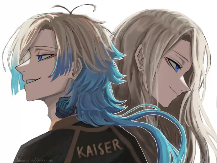 blue lock, female, 1boy1girls, blue eyes, love alicia, white background, white hair