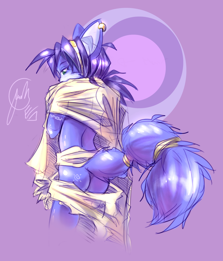 edtropolis, krystal, nintendo, star fox, 1girl, animal ears, ass, blue hair, earrings, female focus, furry, furry female, jewelry, looking back, solo, tail