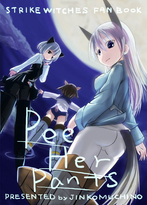 lallil, eila ilmatar juutilainen, miyafuji yoshika, sanya v. litvyak, strike witches, world witches series, 00s, 3girls, animal ears, ass, black pantyhose, english text, full moon, moon, multiple girls, pantyhose, tail, white pantyhose