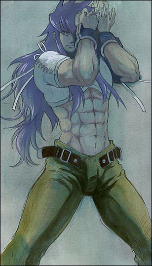 regal bryan, tales of (series), tales of symphonia, 00s, blue hair, cuffs, handcuffs, male focus