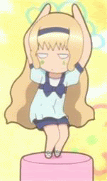 mashiro rima, shugo chara!, animated, animated gif, lowres, blonde hair, chibi, dancing, headband, long hair, very long hair