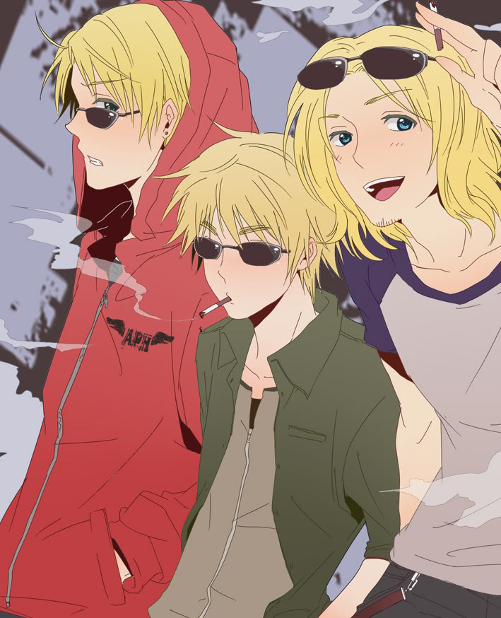 america (hetalia), france (hetalia), united kingdom (hetalia), axis powers hetalia, 00s, 3boys, blonde hair, blue eyes, male focus, multiple boys