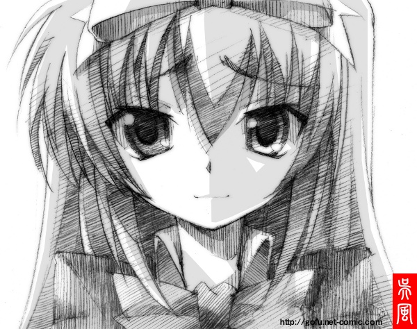 gofu, shiina mafuyu, seitokai no ichizon, traditional media, 00s, greyscale, monochrome, sketch, solo