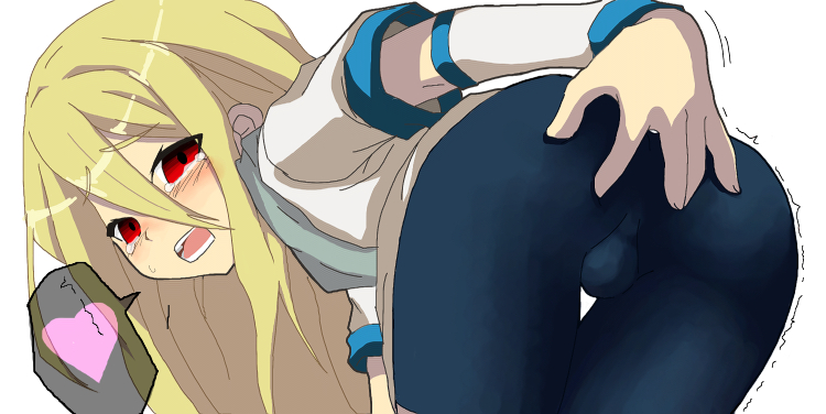 afuro terumi, inazuma eleven, inazuma eleven (series), 00s, 1boy, ass, blonde hair, heart, male focus, shota, solo, tears, trap, white background, you gonna get raped