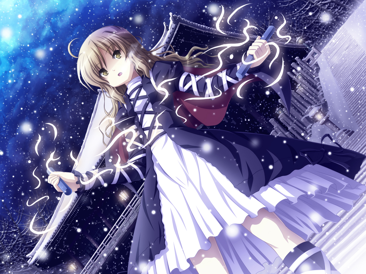 akashio (loli ace), hijiri byakuren, touhou, md5 mismatch, 1girl, ahoge, cape, dress, female focus, gradient hair, long hair, multicolored hair, scroll, snow, solo, sorcerer's sutra scroll, yellow eyes