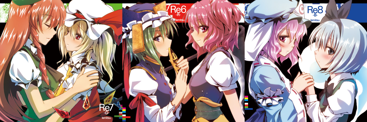 suzume miku, flandre scarlet, hong meiling, konpaku youmu, konpaku youmu (ghost), onozuka komachi, saigyouji yuyuko, shiki eiki, touhou, silver hair, bad id, bad pixiv id, long image, md5 mismatch, wide image, 6+girls, blonde hair, blue eyes, braid, female focus, ghost, green hair, hair bobbles, hair ornament, hairband, hat, long hair, multiple girls, red eyes, red hair, rod of remorse, short hair, side ponytail, twin braids, twintails, two side up, yuri