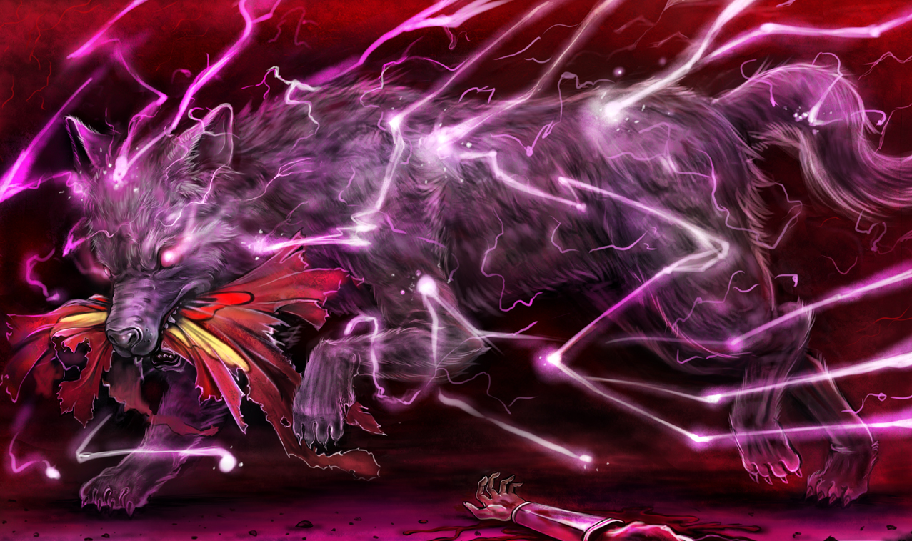 sai-go, pixiv fantasia, pixiv fantasia 3, tagme, electricity, lightning, wolf