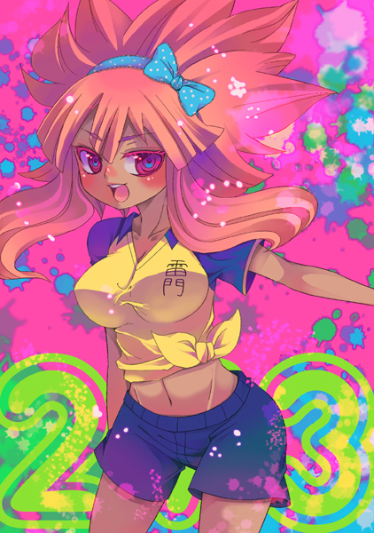 tsunami jousuke, inazuma eleven, inazuma eleven (series), gender request, 00s, genderswap, pink hair, tan