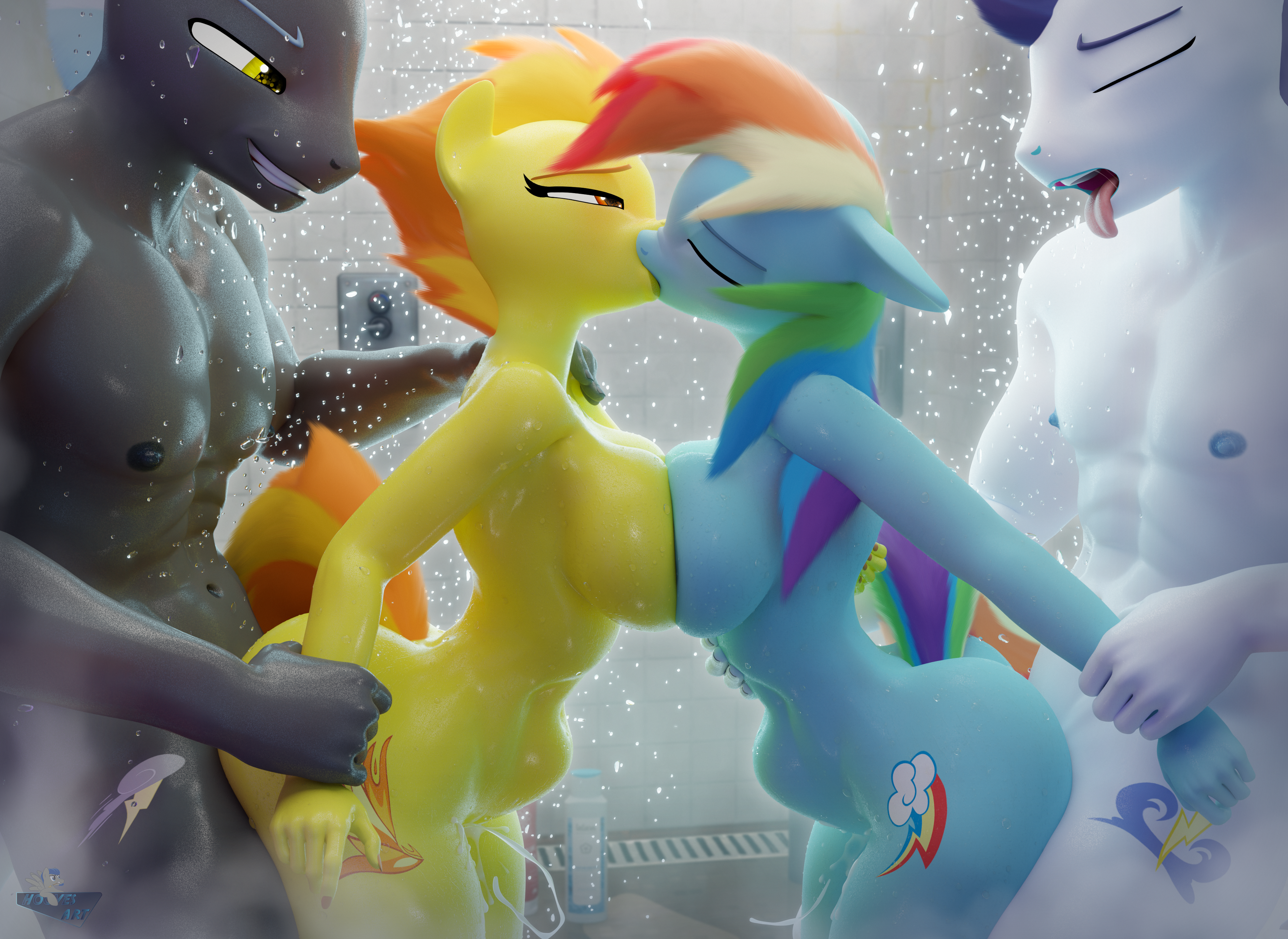Rule34 – If it exists, there is porn of it / hooves-art, rainbow dash (mlp), soarin (mlp), spitfire (mlp), thunderlane (mlp), wonderbolts (mlp) / 9852608