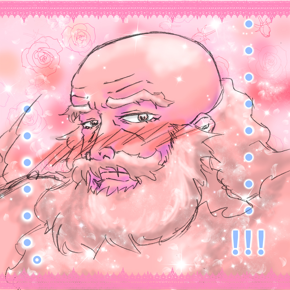 agile (agile zip), unzan, touhou, !, …, 1boy, bald, beard, blush, confession, facial hair, male focus, pov, sketch, solo