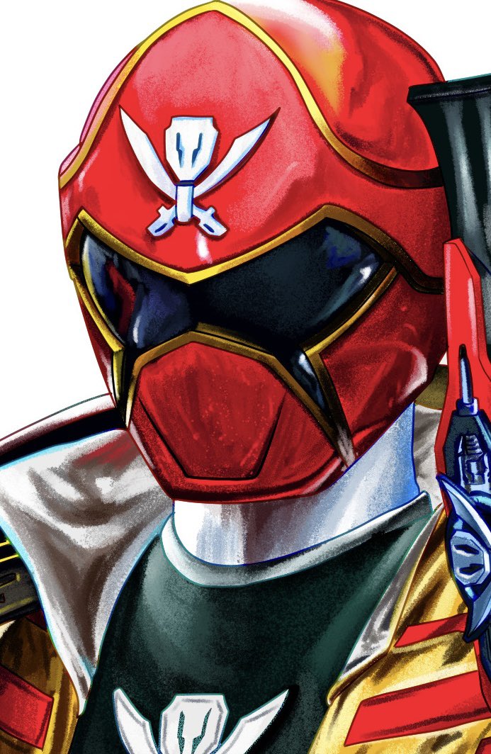 4ze meteor, gokai red, kaizoku sentai gokaiger, super sentai, tokusatsu, 1boy, gun, helmet, holding, holding gun, holding weapon, male focus, red helmet, simple background, solo, upper body, weapon, white background