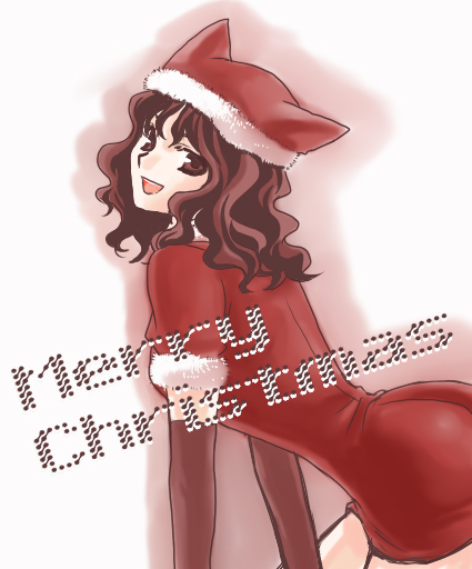 airaku, tanamachi kaoru, amagami, 1girl, animal hat, christmas, female focus, hat, hat with ears, santa costume, solo