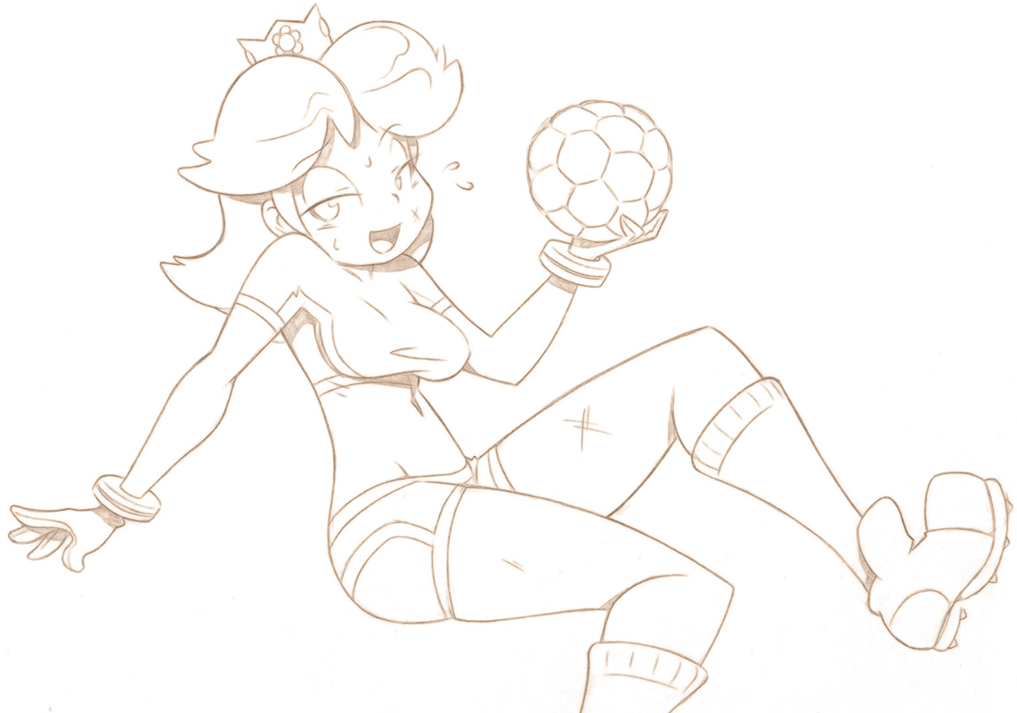 biggysix, princess daisy, mario (series), mario strikers (series), nintendo, super mario bros. 1, super mario land, super mario strikers, daisy (flower), flower, midriff, soccer