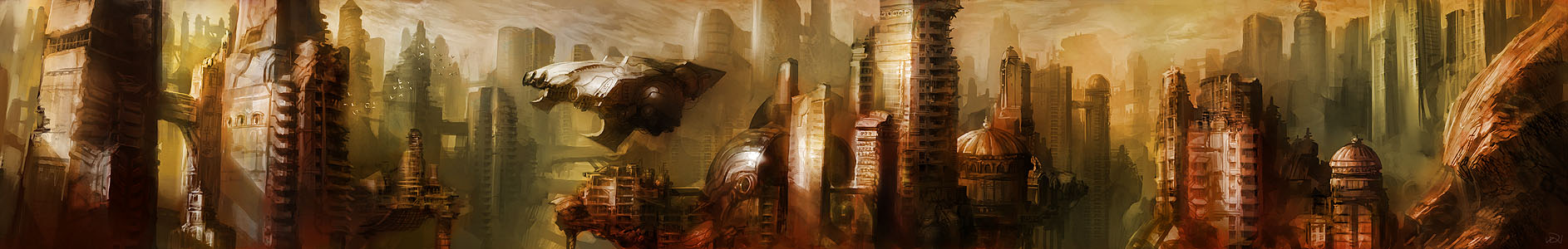 dannoura yuuki, original, highres, long image, wide image, city, cityscape, ruins, scenery