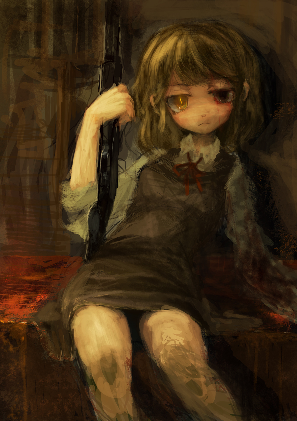 lm7 (op-center), bad id, bad pixiv id, highres, tagme, gun, heterochromia, rifle, solo, weapon